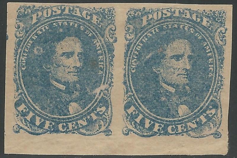 CSA Scott #4 Stone 2 Pos 42-43 Mint OG Pair of Confederate Stamps