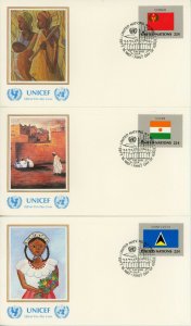 UNITED NATIONS #499-514 Flags FDC First Day Issue UNICEF Cover Collection 1987