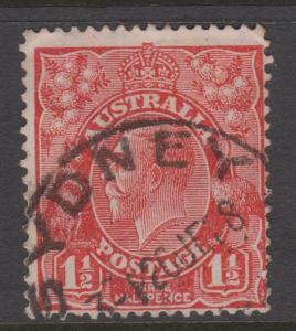 Australia 1927 KGV 1 1/2d Red Scott#68 Used