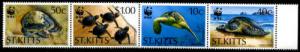 St Kitts 384a, MNH, Reptilien, Schildkröte Wwf Folded. x3533