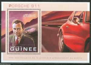 GUINEA 2013 50th  ANNIVERSARY OF INAUGURATION PORSCHE 911 SOUVENIR SHEET MINT NH