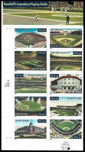PCBstamps    US #3510/3519 PB $3.40(10x34c)Baseball Field, V1111, MNH, (PB-1)