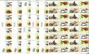1972  7 Sheets  Sc#1464-67 8¢ WILDLIFE CONSERVATION SHEETS OF 32  / 224 Stamps 