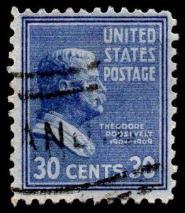 U.S. Scott #830: 1938 30¢ Theodore Roosevelt, Used, F/VF