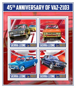 Sierra Leone Cars Stamps 2017 MNH VAZ-2103 VAZ Fiat 124 Transport 4v M/S