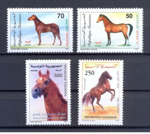 1997- Tunisia- Tunisie- Horses- Chevaux- Complete set 4 v MNH** 