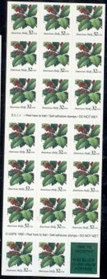 US Stamp #3177a MNH - American Holly Pane of 20 + Label w/ Plate #B3333