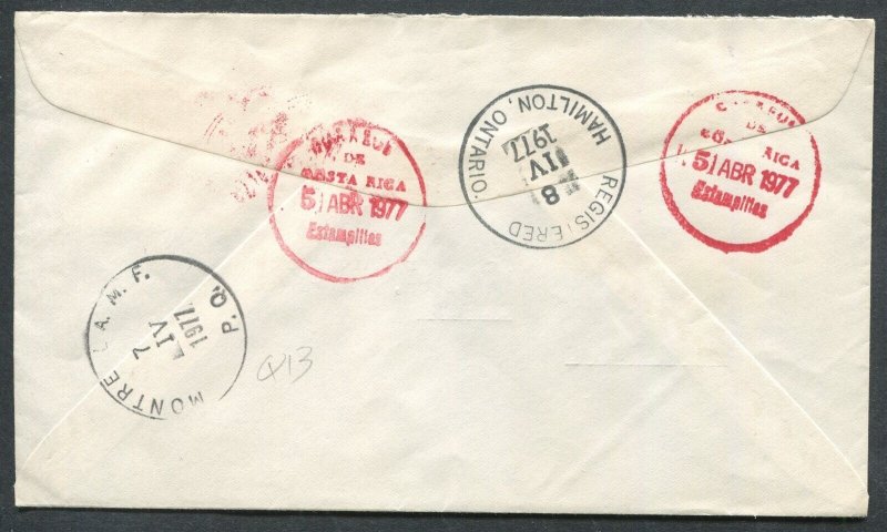 COSTA RICA AIR MAIL COVER TO CANADA, A.M.F. CANCEL MONTREAL A.M.F. P.Q.