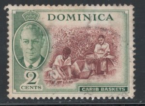 Dominica 1951 King George VI & Carib Baskets 2c Scott # 124 Used
