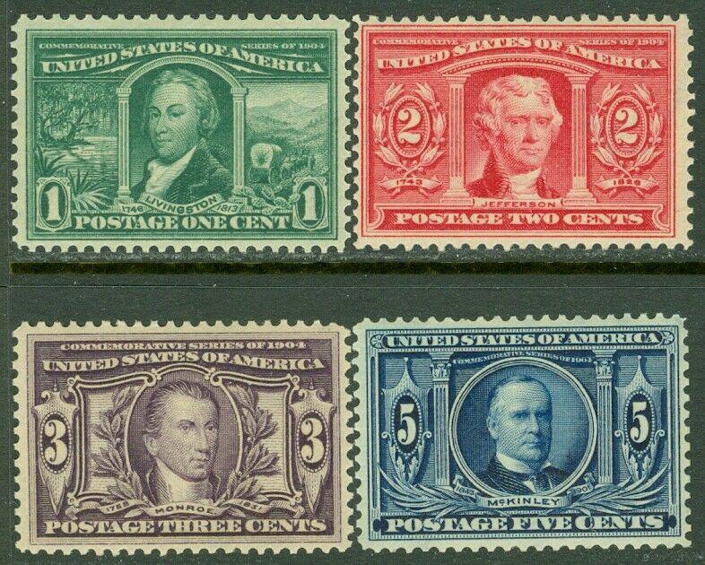 EDW1949SELL : USA 1904 Scott #323-26 Mint Never Hinged. Pretty. Catalog $490.00.