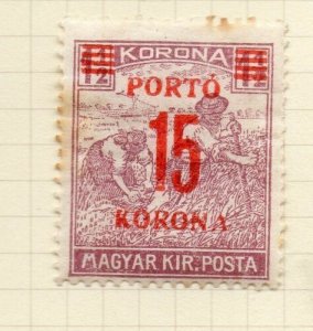 Hungary 1922-24 Postage Due Issue Fine Mint Hinged 15Kr. Surcharged NW-90616 