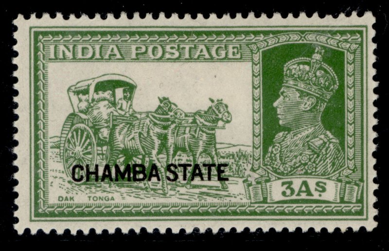 INDIAN STATES - Chamba GVI SG88 3a yellow-green M MINT. Cat £18.