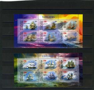 IVORY COAST 2013 SHIPS SAILBOATS 2 SHEETS OF 6 STAMPS MNH