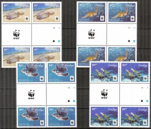 Penrhyn Cook Islands 2014 WWF Turtles Set of 4 in 2 Gutte Pairs MNH