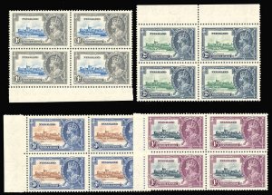 Nyasaland 1935 KGV Silver Jubilee complete set in blocks MVLH. SG 123-126.