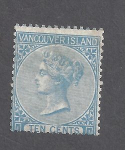 CANADA BRITISH COLUMBIA # 6 MINT OGH 10c PERF 14 BLUE QUEEN VICTORIA  BS27836