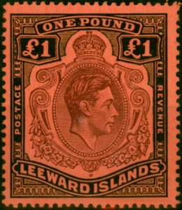 Leeward Islands 1945 £1 Brown-Purple & Black-Salmon SG114b V.F MNH (3)