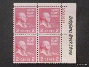 BOBPLATES #806 Adams Upper Left Plate Block 22424 F-VF NH SCV=$1.1