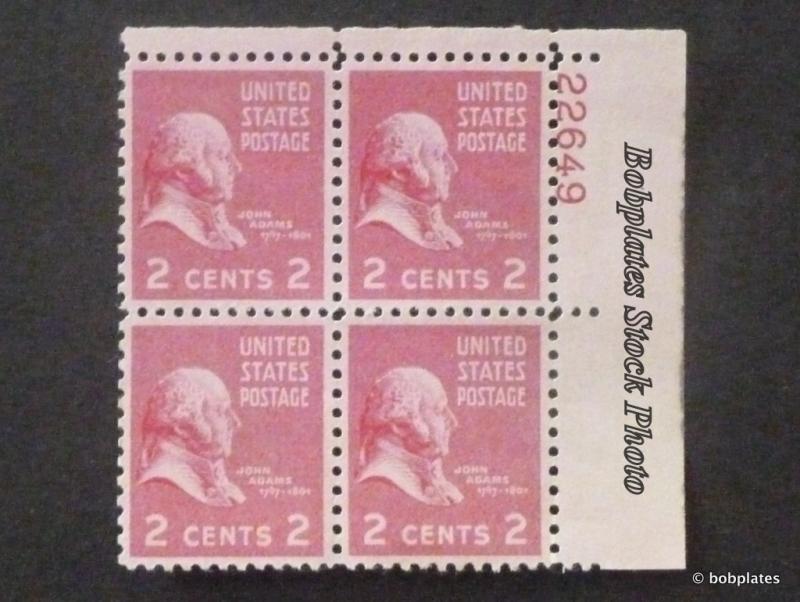 BOBPLATES #806 Adams Upper Left Plate Block 22424 F-VF NH SCV=$1.1