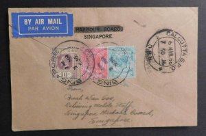 1936 Air Mail Cover Singapore to Calcutta India