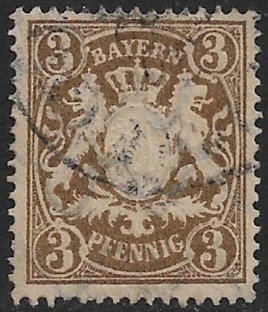 BAVARIA 1888-99 3pf Toned Paper Issue Coat Of Arms Sc 60a VFU | Europe ...