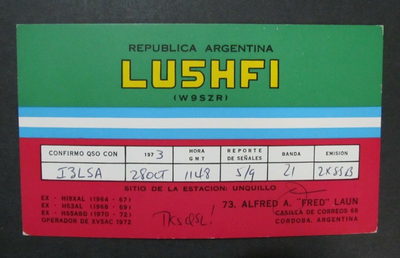 6094 Amateur Radio QSL Card Cordoba Argentina