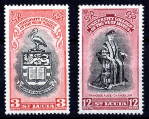 St.Lucia 1951 Sc#149/150 BIRD - COAT OF ARMS - UNIVERSITY Set (2) MH