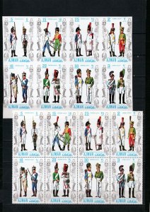 AJMAN 1971 NAPOLEONIC MILITARY UNIFORMS IN GERMANY 2 SHEETS OF 8 STAMPS MNH