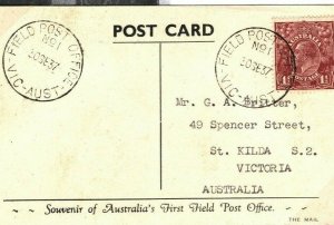 AUSTRALIA Card FIRST FIELD POST OFFICE FPO Victoria GOLF LINKS PPC 1937 LS64