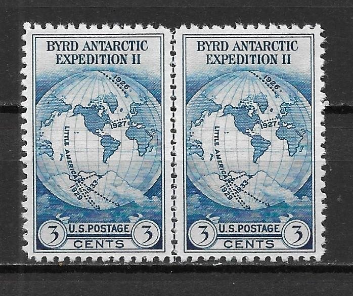 United States 753 Byrd Antarctic Pair with Vertical Line NGAI (z2)