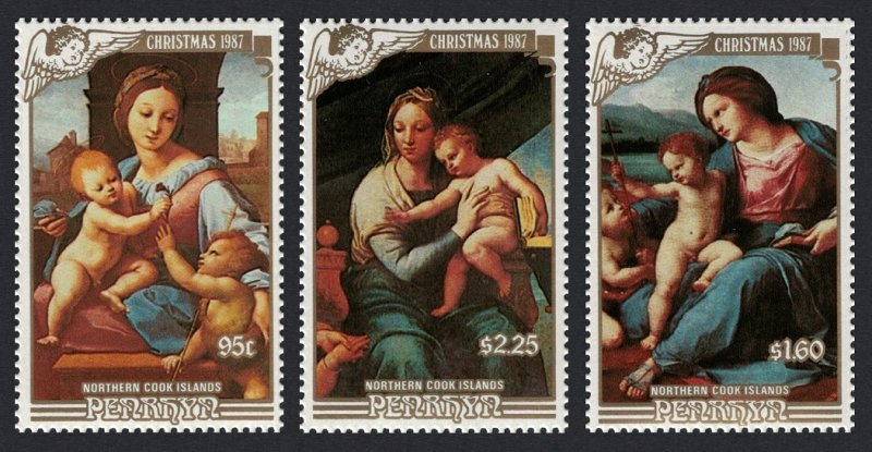 Penrhyn Paintings by Raphael Christmas 3v 1987 MNH SC#354-356 SG#415-417