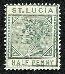 St Lucia SG1 1/2d Dull Green Wmk Crown CA M/M Cat 18 pounds