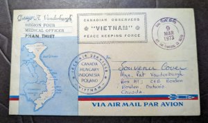 1973 USA Vietnam Airmail Souvenir Cover Phan Thiet to Borden Ont Canada