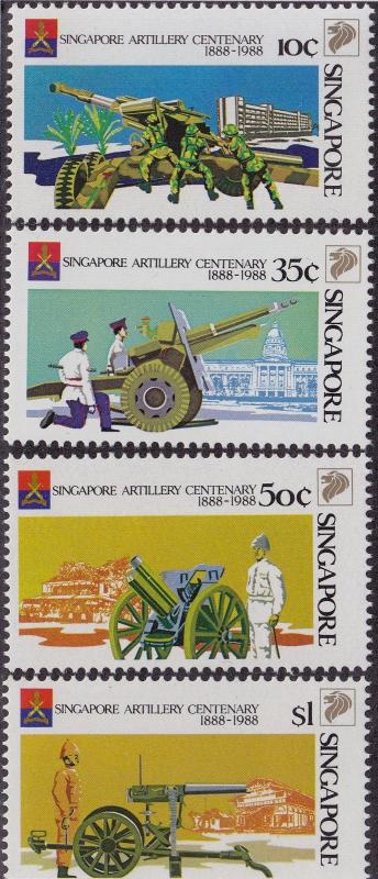 SINGAPORE MNH Scott # 518-521 Artillery (4 Stamps)