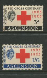 Ascension - Scott 90-91 - Red Cross Issue -1963 - MVLH - Set of 2 Stamps