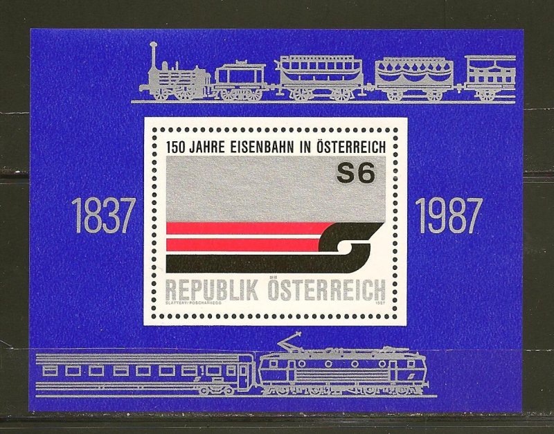 Austria Railroad 150th Anniversary 1987 Souvenir Sheet MNH