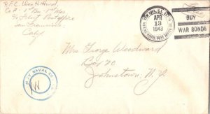 United States Marine Corps Soldier's Free Mail 1943 New York, N.Y. Marine Cor...