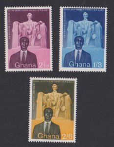 Ghana 150th Birth Anniversary of Abraham Lincoln 3v 1959 MNH SC#39-41