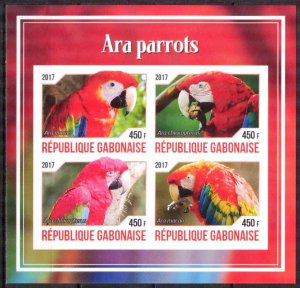 Gabon Gabonaise 2017 Birds Parrots I Sheet Imperf. MNH Cinderella