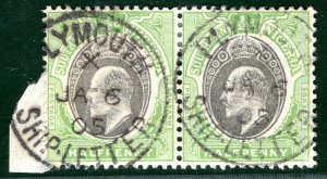 SOUTHERN NIGERIA KEVII Stamps Pair ½d GB *PLYMOUTH SHIP LETTER* CDS 1905 CBLUE81