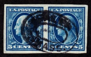 US 347 5c Washington Used Pair VF-XF SCV $110 (002)