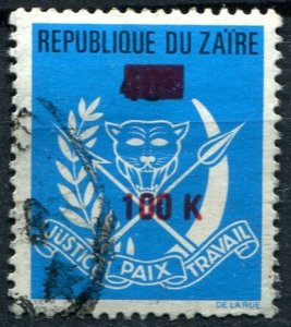 Zaire Sc#860 Used, 100k on 40s brt bl & multi, 1977 Provisionals (1977)