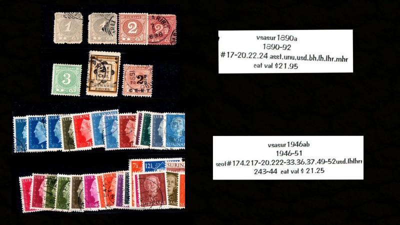 VINTAGE: SURINAM ASSORTMENT USD,OG,NH SCOTT  $514 EST LOT # 1600