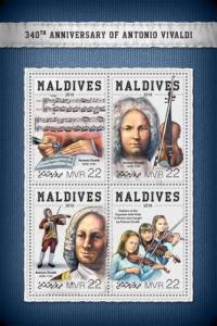 MALDIVES - 2018 - Antonio Vivaldi - Perf 4v Sheet - MNH