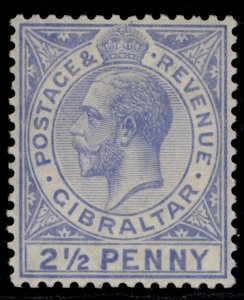 GIBRALTAR GV SG79ba, 2½d pale ultramarine, LH MINT. Cat £325. LARGE 2