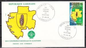 Gabon, Scott cat. 478. 2nd World Scout Conference o/print. First day cover. ^