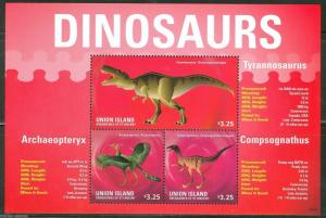 UNION ISLAND  2014  DINOSAURS SHEET   MINT NH