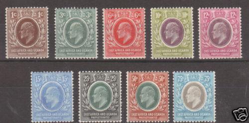 E Africa & Uganda Sc 31-39 MLH. 1907-08 KEVII cplt.