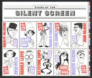 US #2819 - 28 29c Silent Screens, VF mint block of 10, Fresh, Nice!
