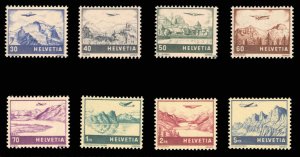 Switzerland #C27-34 Cat$80, 1941 Airpost, complete set, never hinged